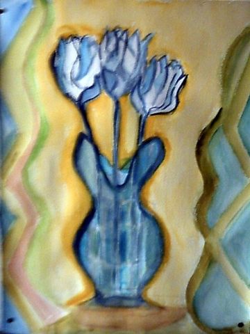 fleurs bleues - Peinture - tirsata