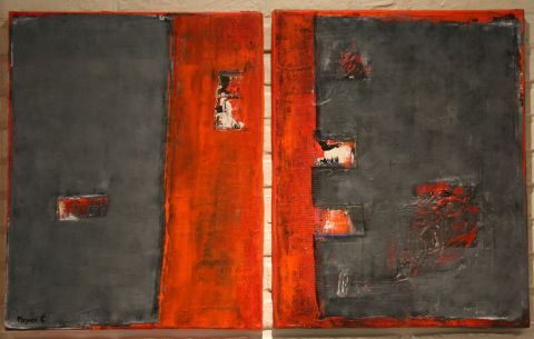 duo rouge gris - Peinture - Catherine Meijnen
