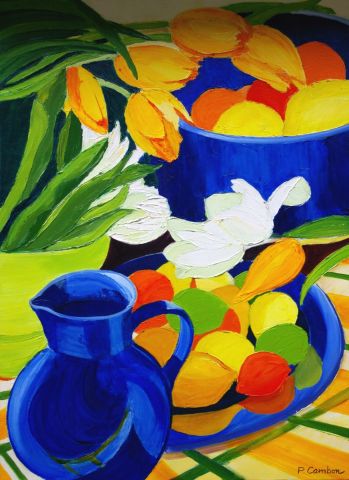 Des fruits et des fleurs - Peinture - Patricia CAMBON