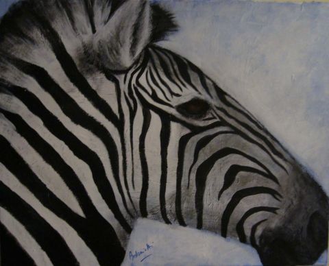 Un zebre en hiver - Peinture - ANTONIOTTI severine