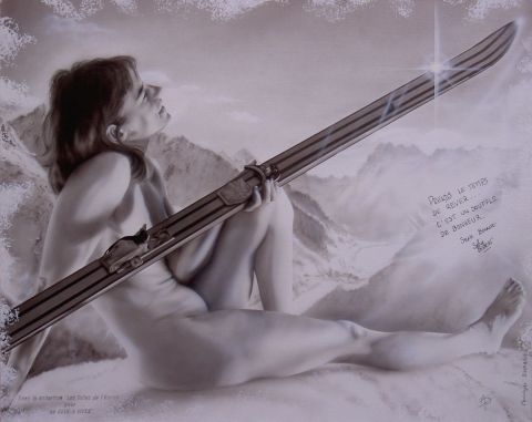 Sylvie BERCAERT Championne Olympique biathlon - Peinture - christophe durand Sylvie BERCAERT Championne Olympique biathlon - Peinture - christophe durand