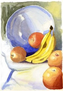 Peinture de patricia: nature morte aux bananes