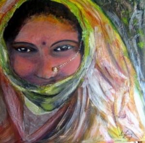 Peinture de annielasry: Portrait de femme indienne