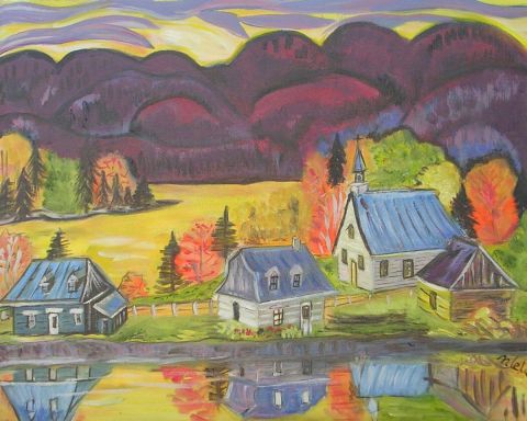 ma cabane au Canada - Peinture - Nicole Lelievre