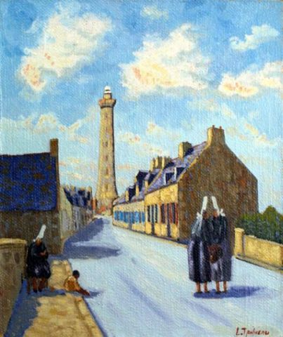 la rue du phare d'eckmuhl a saint-pierre - Peinture - lucien tanneau