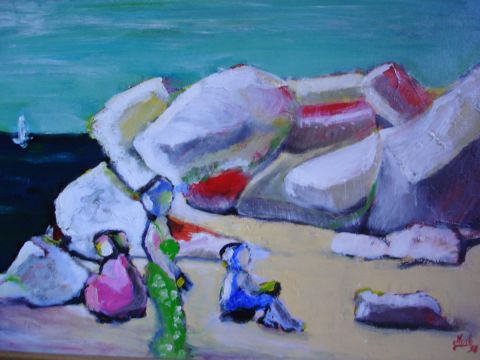 Sur la plage - Peinture - mikoute