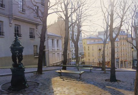 L'artiste Thierry Duval - Crépuscule sur Montmartre