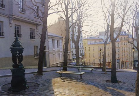Crépuscule sur Montmartre - Peinture - Thierry Duval Crépuscule sur Montmartre - Peinture - Thierry Duval