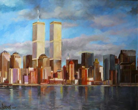twin towers in New York - Peinture - Mario BAROCAS