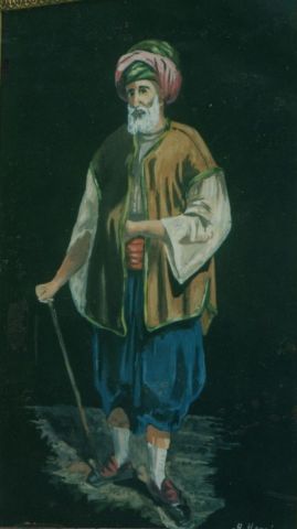 L'artiste krimo - le gardien de mosquee gouache