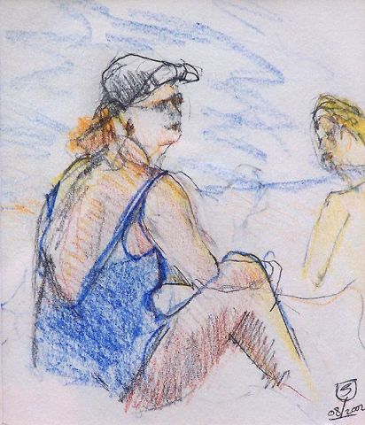 L'artiste stefan et  maryvonne weinglass lambert - a la plage 