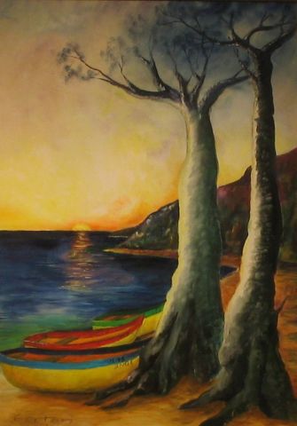 La plage aux baobabs de N'Gouja a MAYOTTE - Peinture - LE BERHT La plage aux baobabs de N'Gouja a MAYOTTE - Peinture - LE BERHT