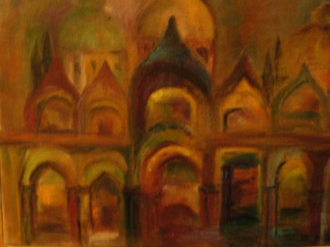 Domes de la Basilique St Marc a Venise - Peinture - AKIA