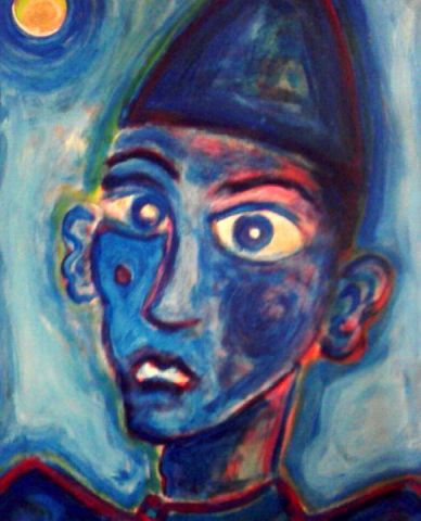 clown bleu - Peinture - Doulut