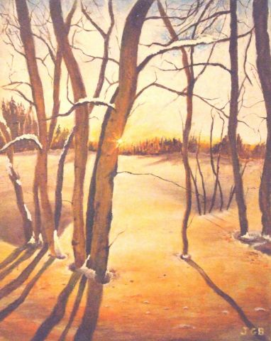 L'artiste guyjean - coucher de soleil sous la neige