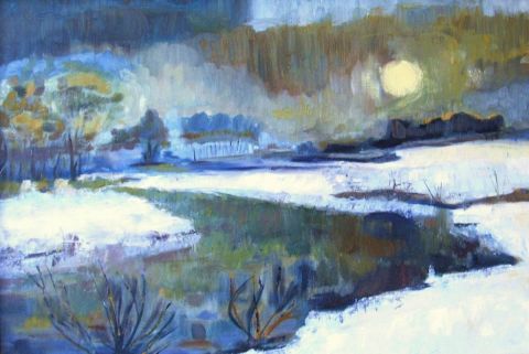 La Dyle en hiver - Peinture - Anne Van der Haegen