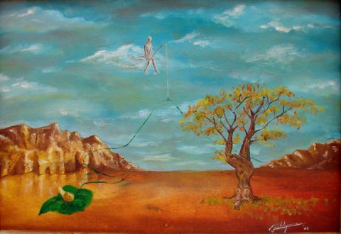 Arborizaciones antropomorficas o el pescador de sueos - Peinture - Andres Loboguerrero