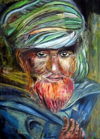 Portrait d'un berger - Peinture - annielasry