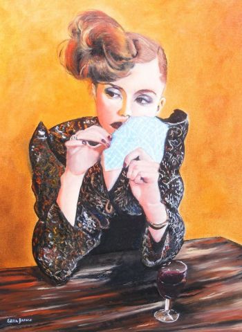 Partie de cartes - Peinture - Edith Bleu