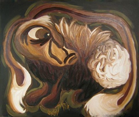 lapin menton proeminent - Peinture - Chantal Brunelle
