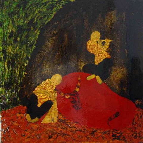 Scene de vie traditionnelle du Vietnam - Peinture - Hue Pham Scene de vie traditionnelle du Vietnam - Peinture - Hue Pham