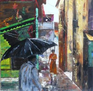Peinture de FRACAU: Pluie a Delhi