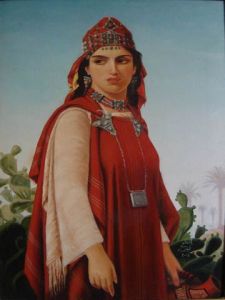 Peinture de Leila Ameddah : Femme  Berbere   d'apres Vernet Lecompte