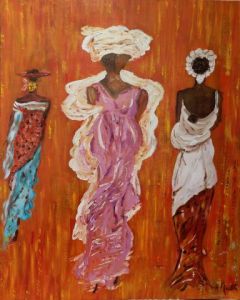 Peinture de H MAUDET: Trio africain