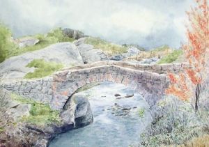Peinture de JP Wisniewski: Pont en pierre du Vercors