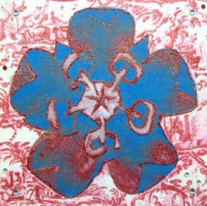 Peinture de alfeo: Fleur et toile de Jouy rouge