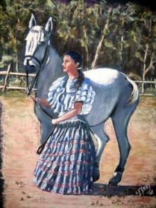 Peinture de Robert ESNAY: la cavalière