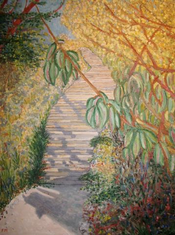 L'artiste Florent MUR - Les escaliers en automne