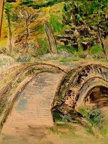 petit pont champetre - Peinture - myosotis