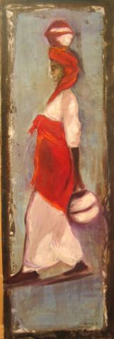 Femme en rouge - Peinture - ASTRID ANIDJAR