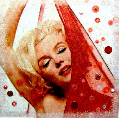 Portrait Marilyn MONROE voile rouge - Peinture - alfeo