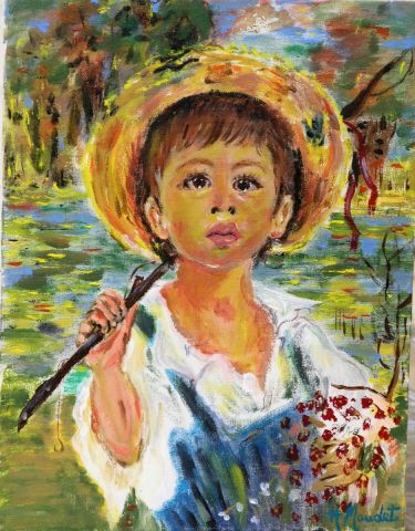 L'artiste H MAUDET - Le petit pêcheur