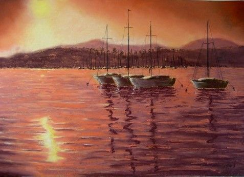 lever de soleil sur Le Brusc - Peinture - Robert ESNAY