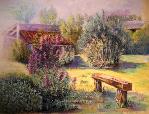 coin de jardin - Peinture - Robert ESNAY