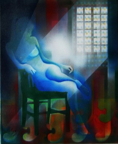 Sur le fauteuil - Peinture - Roger Leroy