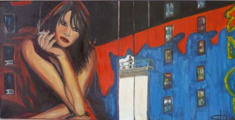 La Derniere Cigarette  N YORK VILLE ROUGE - Peinture - Olivia