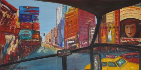 New York by Bus    VILLE ROUGE - Peinture - Olivia