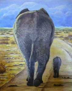 Peinture de ANTONIOTTI severine: Bye bye elephante