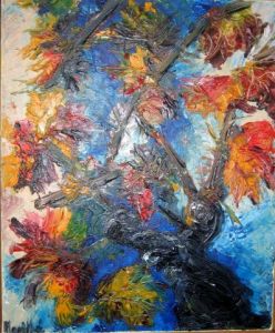 Peinture de Marithe: Cep de vigne en automne