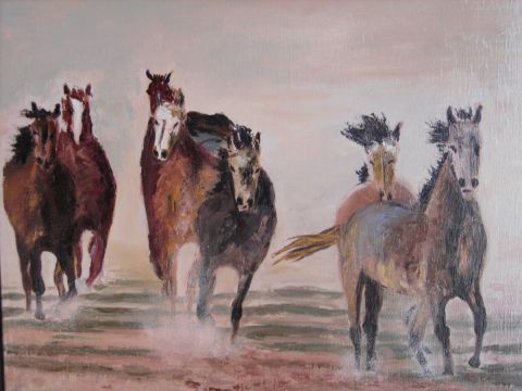 les Mustangs - Peinture - Peregrino