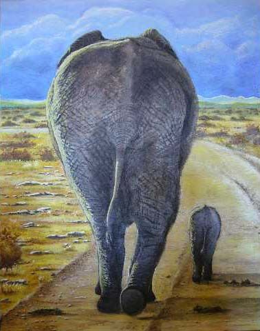 Bye bye elephante - Peinture - ANTONIOTTI severine