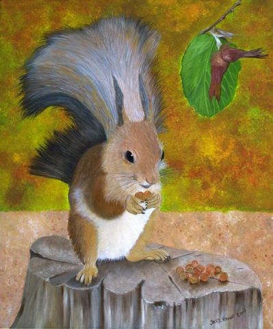 ecureuil - Peinture - jacky rouget