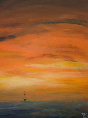 ciel d'orage et mer - Peinture - Jean Pierre BERARD
