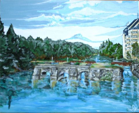 le pont de pontlieu au mans - Peinture - johann mastil