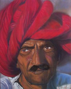 Dessin de Elisabeth Nardoux: Un homme au Rajasthan
