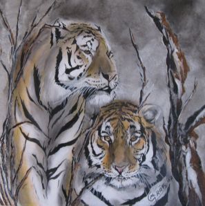 Voir le détail de cette oeuvre: couple tigres